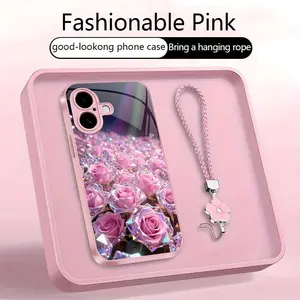 Suitable for [iPhone 16 Plus], a premium women’s phone case 🤩, featuring a beautiful four-leaf clover lanyard 🍀. A free four-leaf clover lanyard is also included. Optical Illusion Crystal Rose Art Phone Case 952 952