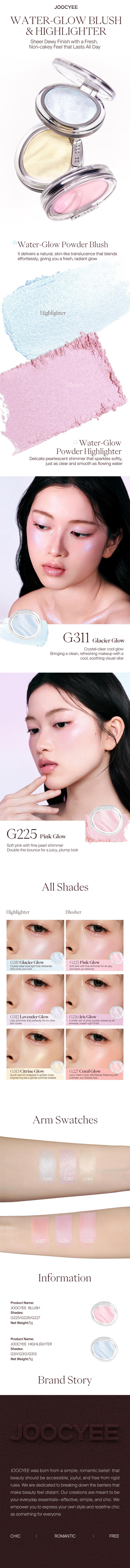 JOOCYEE Glazed Blush, Aura Shimmer Blush Powder, Long-Lasting, Sparkle, Fine Glitter, Multi-Use Blush Highlighter Eyeshadow, Beginner Friendly, Party, Prom, Rush Ready, Valentines Day Gift, New Year