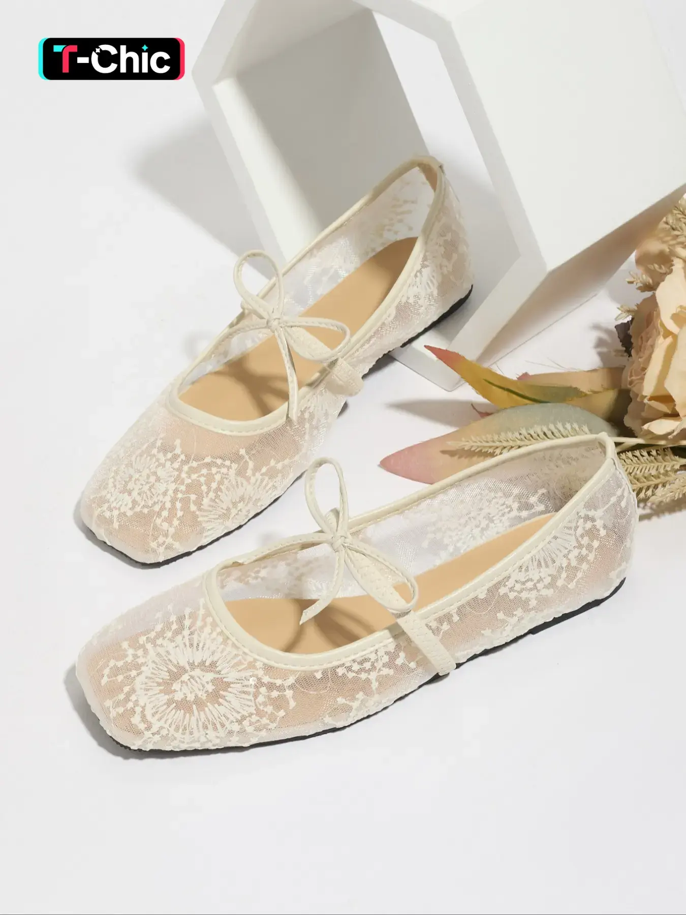 Women's Embroidered Mesh Netted Ballet Flats, Elegant Square-Toe Fashion Flat Shoes for Parties and Daily Wear, Lightweight Breathable Comfortable Footwear for Women & Girls, Ballerina Flats Shoes, Fashionable Flats