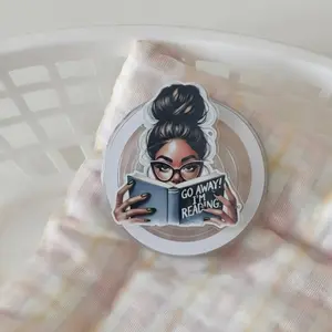 *Go Away I'm Reading Kindle Grip, Book Lover Pop Grip Stand, Melanin Girl Reading Kindle Grip, Bookish Phone Accessory Gift for Readers