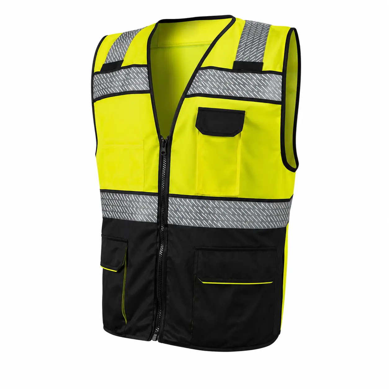 High Visibility Safety Vest with Zipper, Reflective Mesh Work Vest, Multi-Pocket ANSI Style Safety Vest for Construction, Warehouse, Survey, Traffic Control