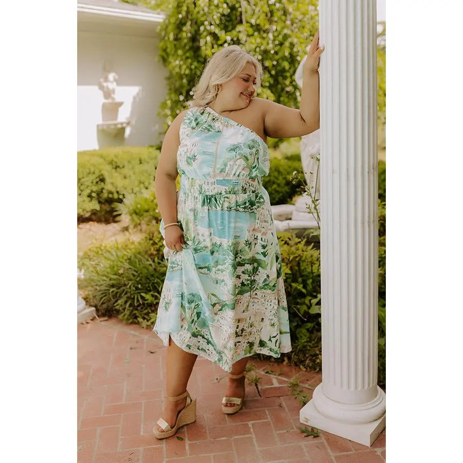 Strolling Through Capri Linen-Blend Midi Dress Curves