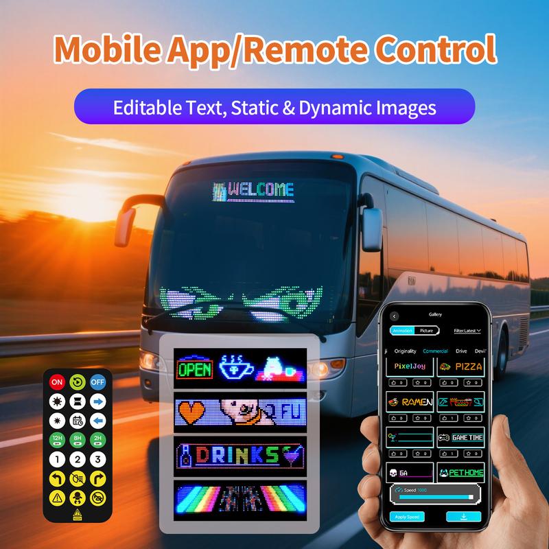 DAYBETTER Flexible LED Matrix Panel: Bluetooth-Controlled Programmable Display for Cars/Shops/Bars/Parties/Festivals | High Brightness | USB Charging Device Needed (Not Included)