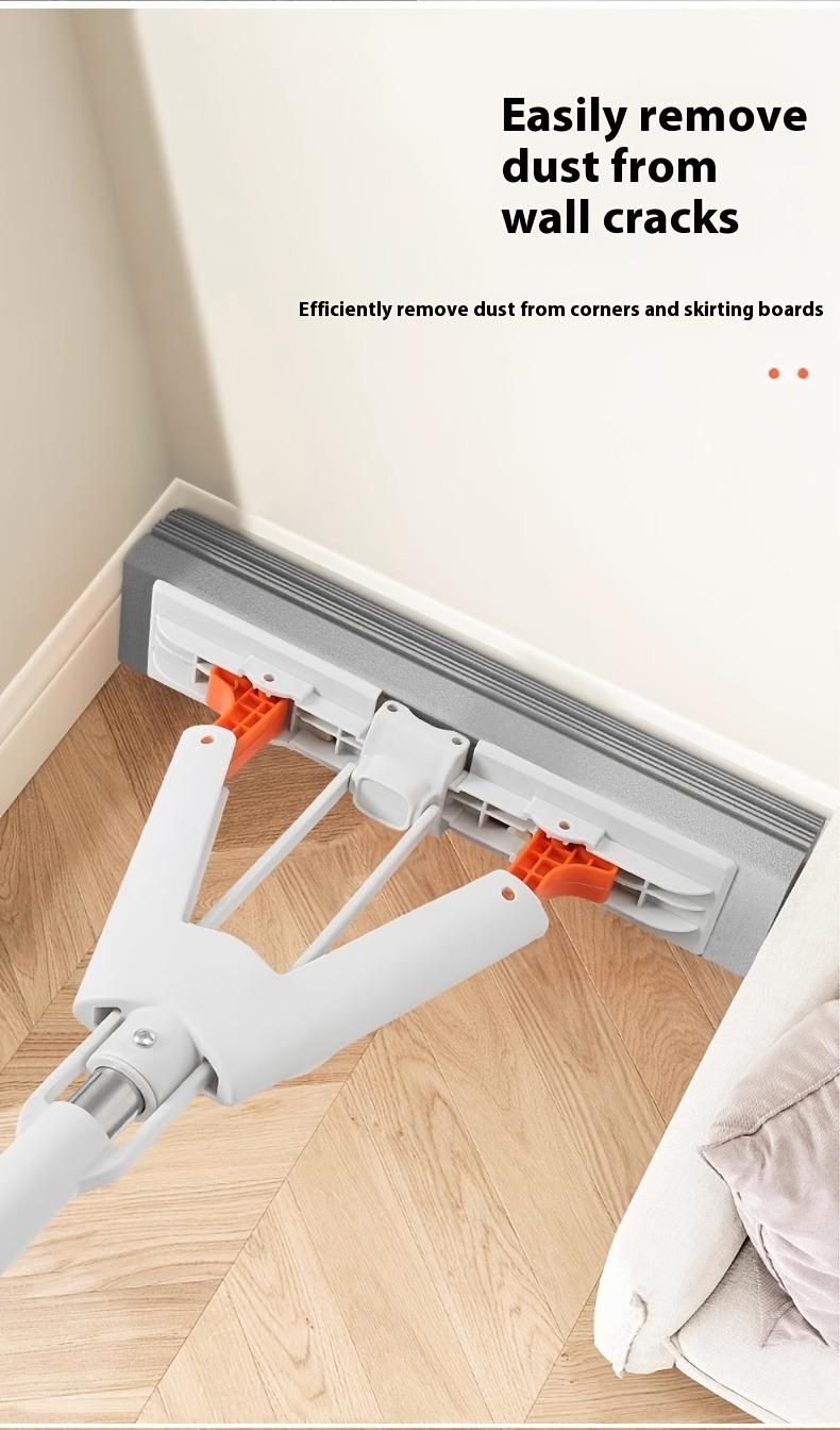 Super absorbent sponge mop with 2 replacement heads, double folding squeeze mop, hands-free washing, durable rubber sponge mop, suitable for kitchen, bathroom, living room floor, wet and dry use, sponge mop