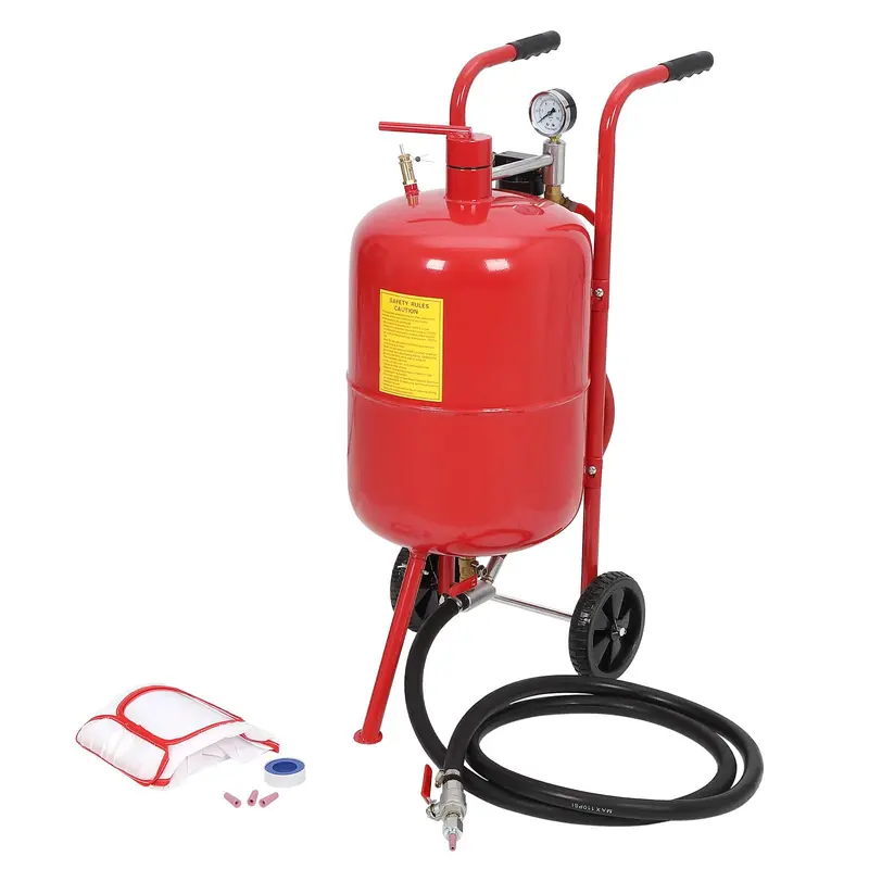 GARVEE 10 Gallon Portable Air Sandblaster with 125 PSI High Pressure, Equipped with 6-Inch Wheels for Easy Mobility, Ideal for Rust Removal and Special Surface Treatment of Materials