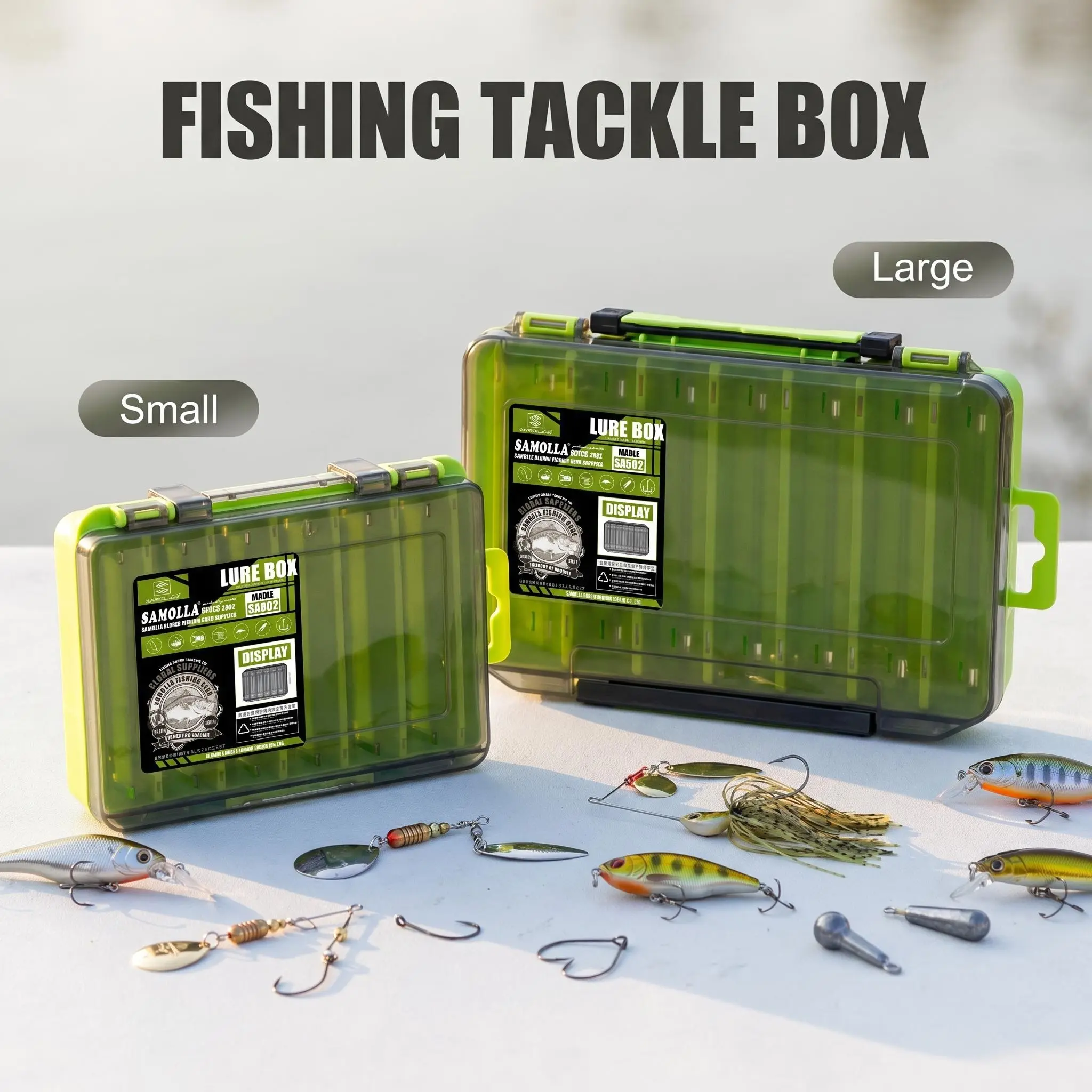 Fishing Tackle Box, Portable Plastic Lure Organizer Case with Compartments, Bait Storage Box for Hooks, Jig Baits and Small Fishing Gear