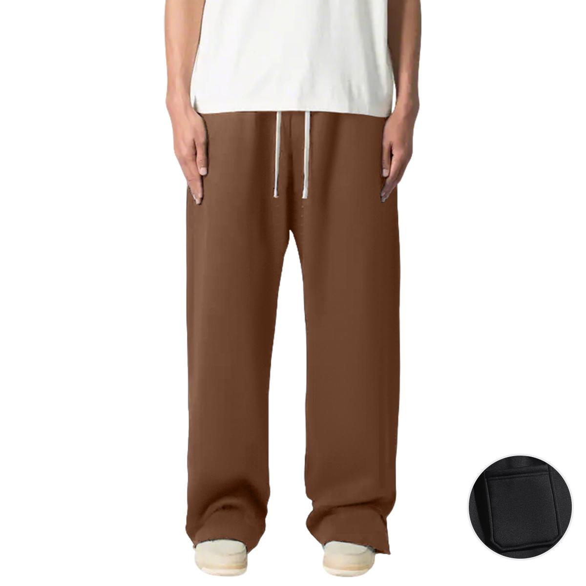 Men's loose straight-leg sweatpants - adjustable drawstring waistband with side pockets, soft stretch knit fabric, moisture-wicking breathability, suitable for gym workouts, running, yoga, casual wear - comfortable year-round, simple design, moisture-wick