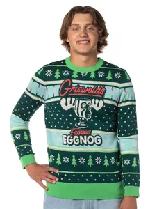 National Lampoon's Christmas Vacation Men's Marty Moose Eggnog Glass Cup Adult Funny Ugly Sweater for Christmas