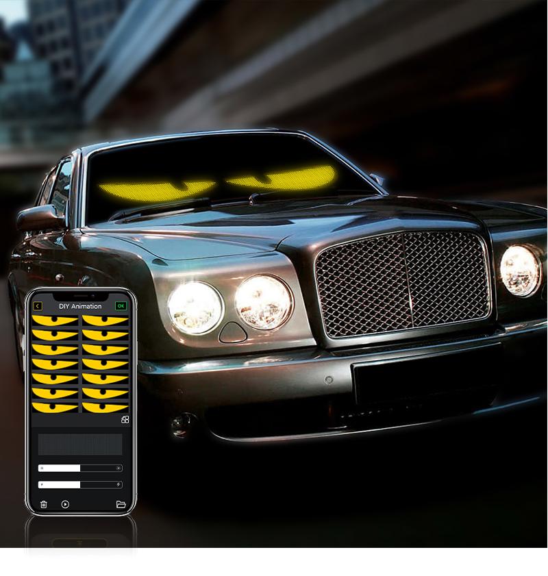 Programmable LED Devil's Eye Matrix Panel Lights - USB Powered, IP67 Waterproof, Remote & App Control, Scrolling Windshield Display for Vehicles, Holiday Gift, LED Lights, Car Ornament, Car Accessories, Auto Parts Accessories