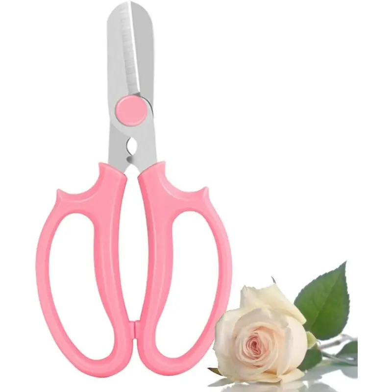 2pcs Flower Scissors, Premium Multi-Function Stainless Steel Floral Shears, Thickened Pruner for Flowers, Branches and Leaves (Pink)
