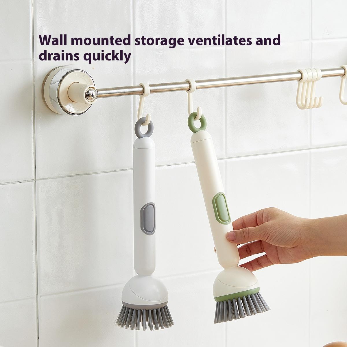 6-in-1 ABS Dish Brush with Leak-proof Soap Dispenser, Adjustable Angle, Rotatable Scrub Function, Wall Mount - Includes Scouring Pad, Soft Bristles Lift Stubborn Stains, Rinse & Drain Clean for Sink, Pots 6-in-1 ABS Dish Brush with Leak-proof Soap Dispenser, Adjustable Angle, Rotatable Scrub Function, Wall Mount - Includes Scouring Pad, Soft Bristles Lift Stubborn Stains, Rinse & Drain Clean for Sink, Pots