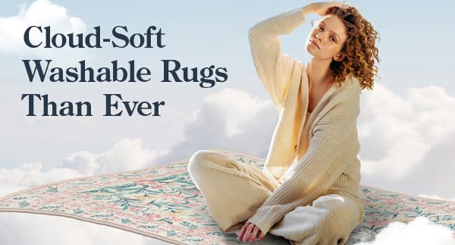 Lahome Flower Washable Area Rugs, Non-Slip Soft Rug for Dining Room, Living Room, Bedroom and Kitchen, Spring Rugs for Decor