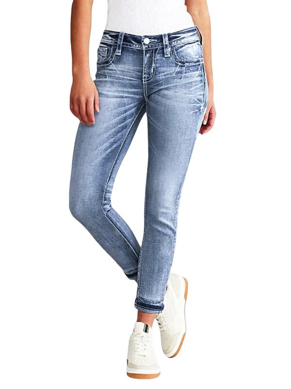Butt Lifting Skinny Jeans with Retro Embroidered Pockets Light Wash Stretch Denim That Shapes Your Curves and Elevates Your Everyday Style