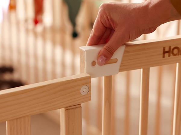 HARPPA Wooden Baby Gate Playpen | Adjustable Play Yard for Infants & Toddlers, Natural Finish Baby Fence, Non-Toxic Pinewood, Foldable DIY Shapes,Baby Items