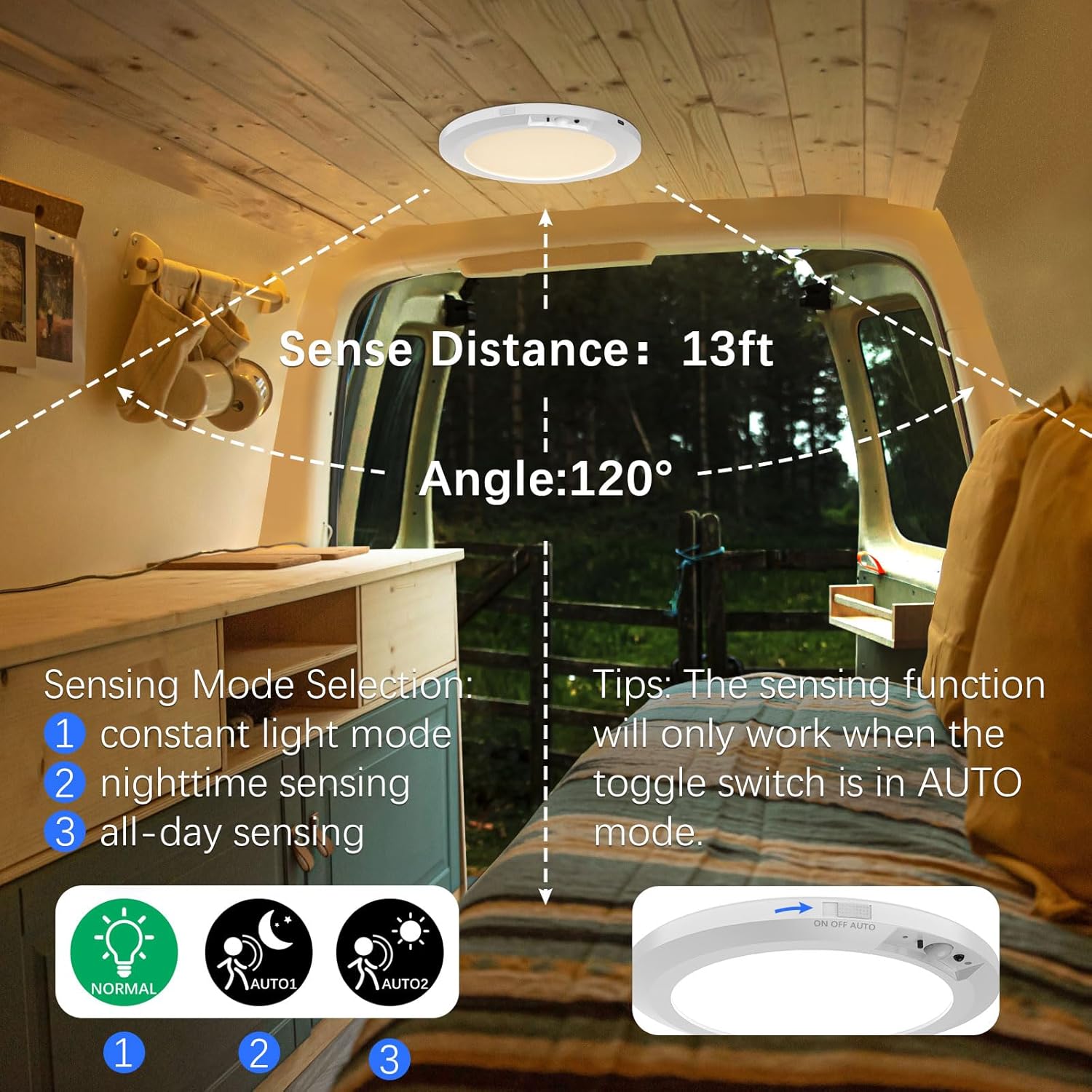 Motion Sensor Ceiling Light, Rechargeable Wireless Magnetic Light with Remote, Battery Powered Ceiling Lamp for Closet, Shower, Stairs, Hallway, Porch & Patio patio ect