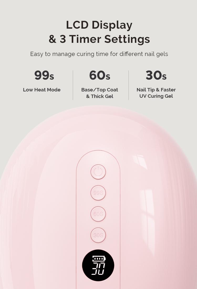 New Upgraded P-PLUS30GT Rechargeable Cordless UV/LED Nail Lamp Cures All Gels, Especially Builder, Hard, Extension, Acrylic & Chrome Gel Polishes