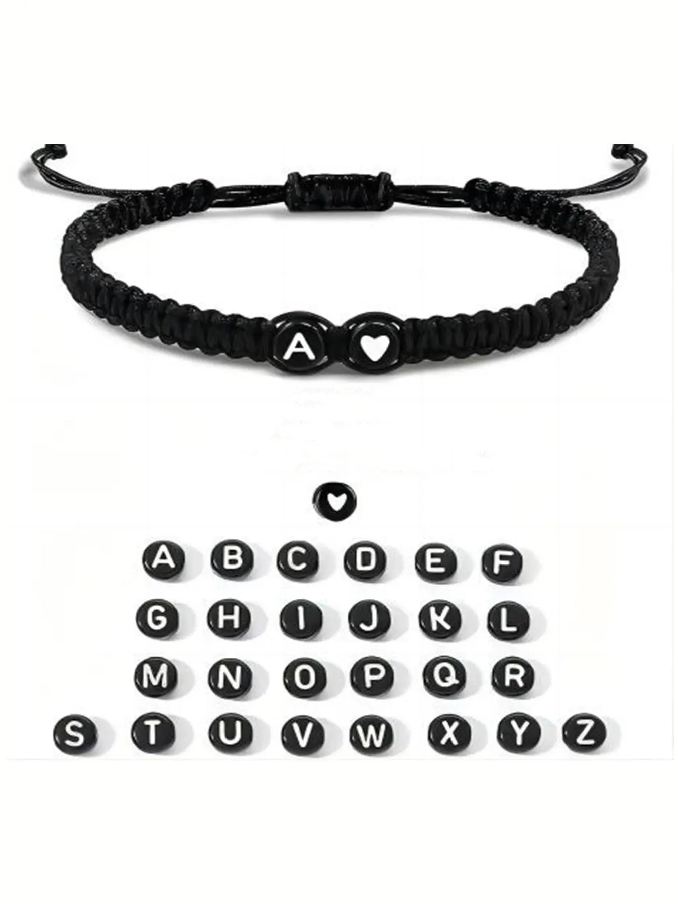 Letter & Heart Pattern Braided Bracelet, Minimalist Adjustable Personalized Bracelet for Women & Men, Casual Cool Accessory, Trendy Matching Bracelet, Valentine's Day Gift, Adjustable Bracelets