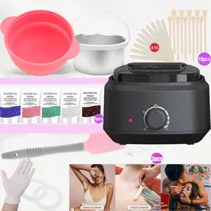 Waxing Kit for Women Men Digital Wax Full Body Hair Removal Hard Wax marmer with 500G Wax Beans for Home, Salon and Beginners