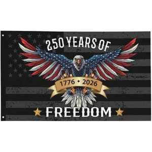 250 Years Of Freedom American Flag , 1776-2026 USA Patriotic Eagle Flag, America 250th Anniversary Outdoor House Flag, Vintage Black American Flag Patriotic Yard Decor For Independence Day