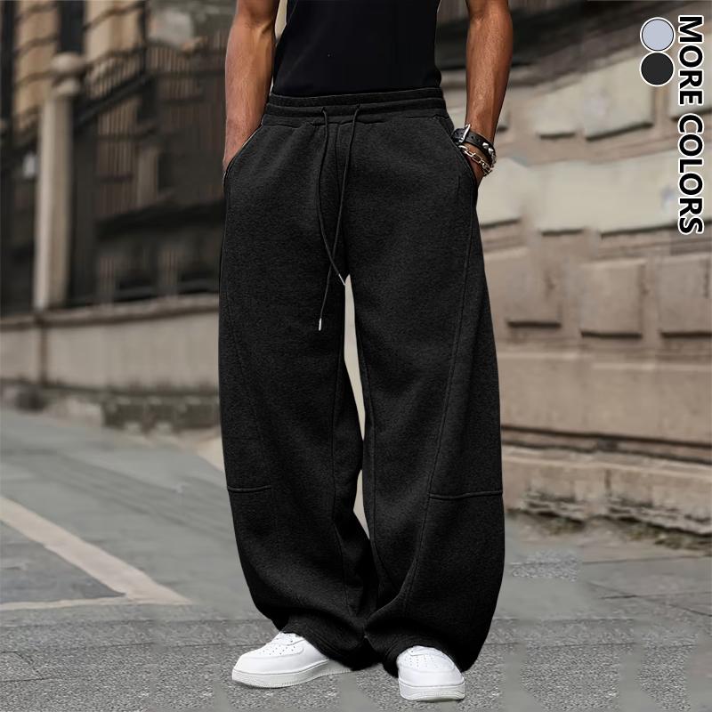 Men's Unisex Wide Leg Jogger Pants, Loose Fit Breathable Polyester Casual Pants with Drawstring, Solid Color Patchwork Pants for Daily Activities, Work, Outdoor Travel & Fitness Men's Unisex Wide Leg Jogger Pants, Loose Fit Breathable Polyester Casual Pants with Drawstring, Solid Color Patchwork Pants for Daily Activities, Work, Outdoor Travel & Fitness
