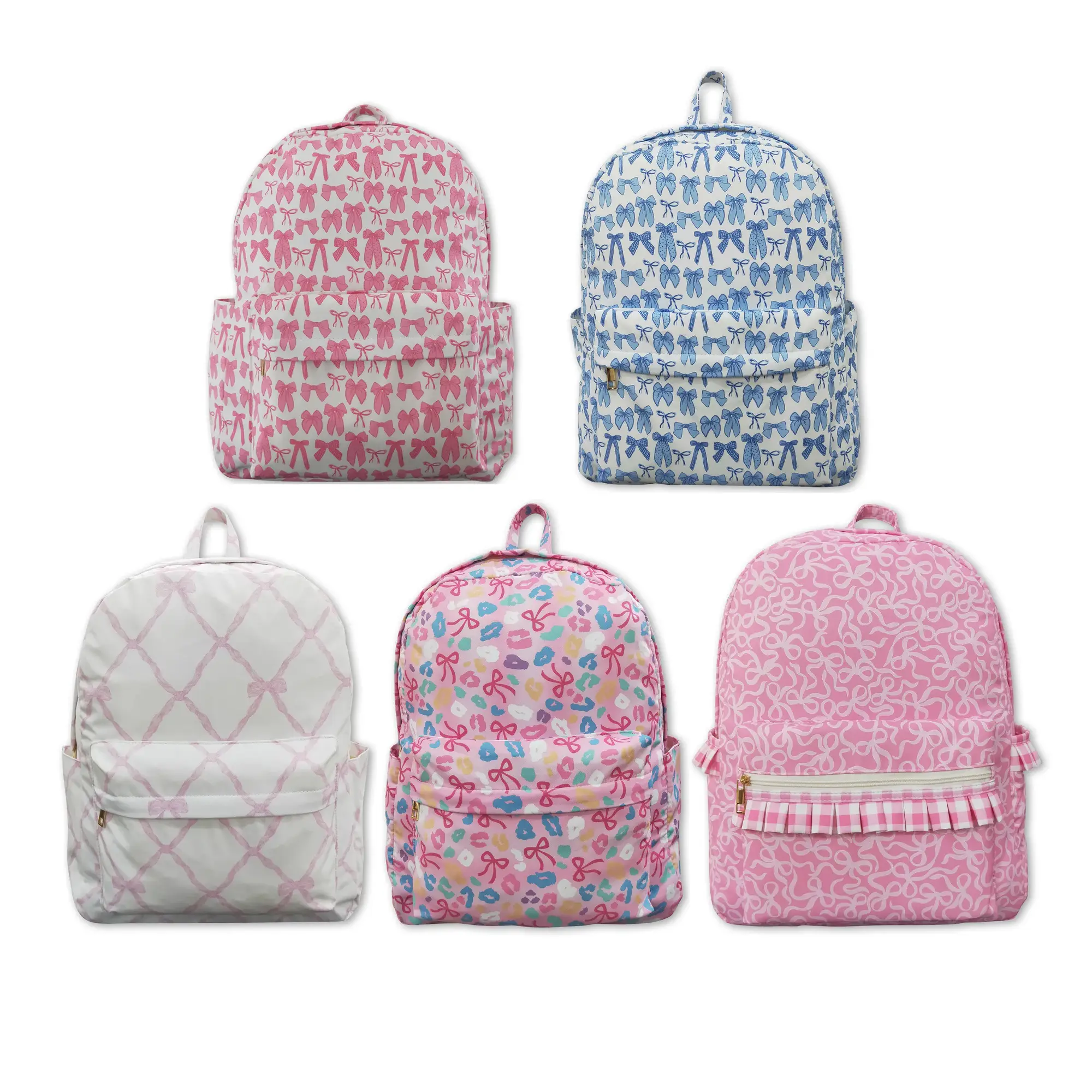 Adorable Cute Girls' Graphic Bow-Printed Lightweight Backpack with Padded Straps - Adjustable Zip, Backpack for School, All Seasons Use (Kindergarten-Elementary, No Wheels)