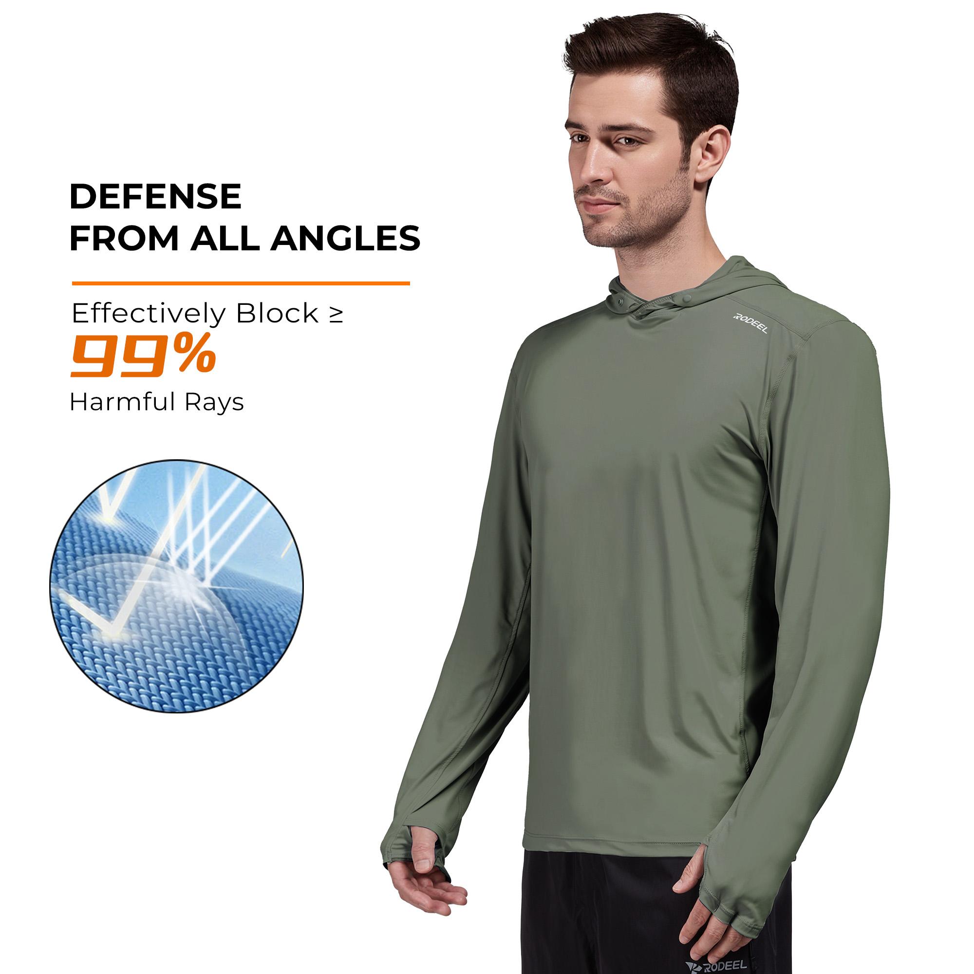 RODEEL 937 Sun Hoodie Shirts Men UPF 50+ UV Protection Long Sleeve Lightweight Quick Dry Moisture Wicking Breathable Cooling Activewear for Outdoor Sport Gym Hiking Camping Fishing Boating Construction Landscaping Gardening, Holiday Gift