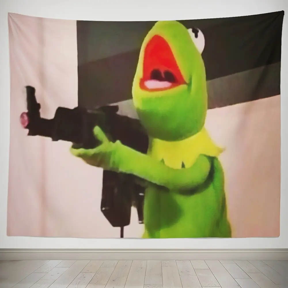 Kermit the Frog Synthetic Polyester Velvet Tapestry - Multi-Size 30*40in Muppets Iconic Frog Wall Hanging, Soft Peach Beige Texture, Lightweight, All Seasons Indoor/Outdoor Home Decor Supplies, Room Art, Decor Inspo, Lightweight Portability