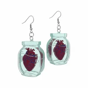 Jar Of Hearts Acrylic Earrings Heart Speciman Earrings