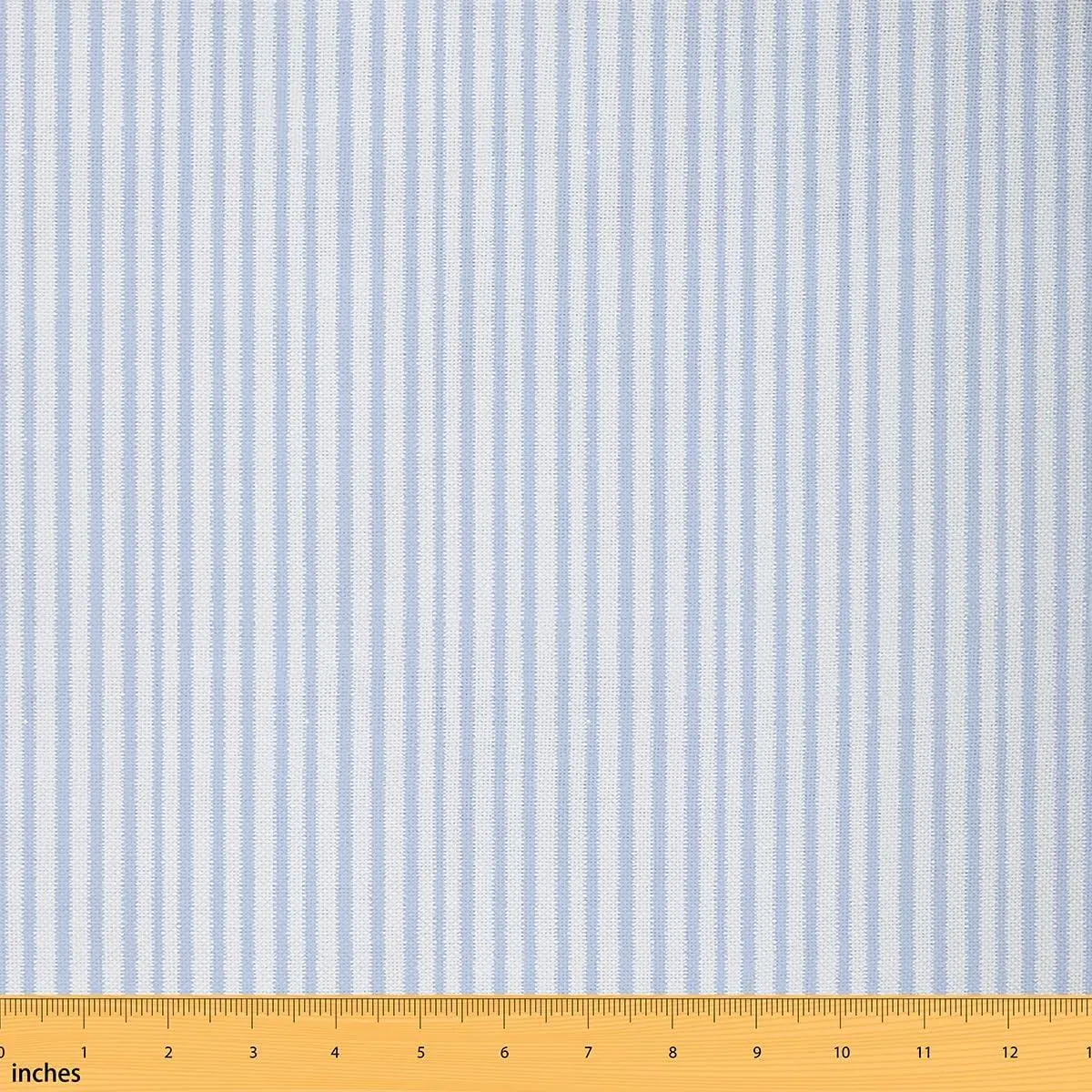 Feelyou Blue-White Striped Medium Weight Polyester Flannel Fabric by the Yard, Soft Non-Stretchy, Modern Simple Aesthetic Upholstery Fabric for Chairs, Waterproof Indoor/Outdoor Home Decor