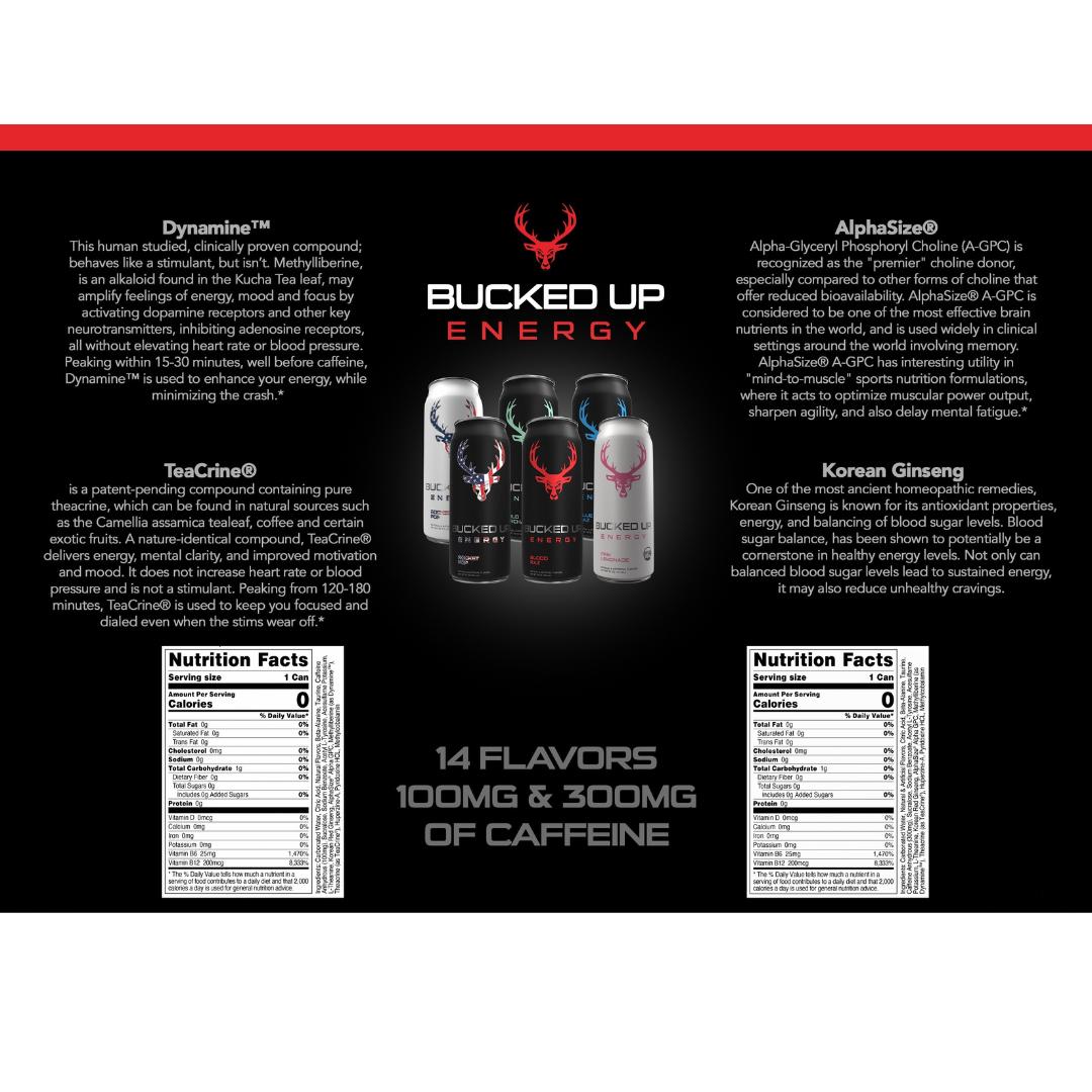 Bucked Up Variety Energy Drink 12-Pack - 12 Flavors, Zero Sugar, Zero Calories - TikTok Exclusive