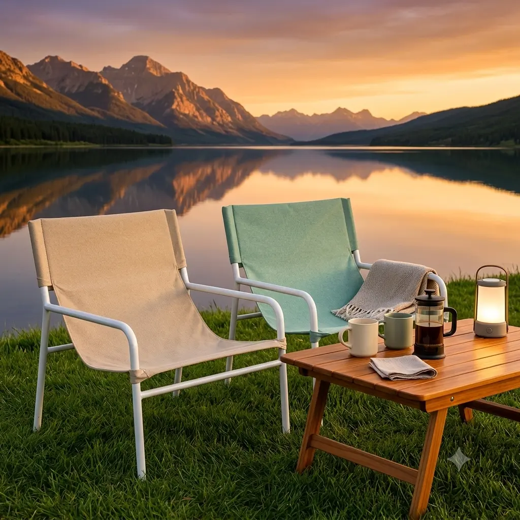 2-Pack Modern Low Profile Armless Outdoor Chairs - Heavy Duty Metal Frame, Portable Folding Sling Patio Chairs for Backyard, Deck, Outdoor Chair, Folds Up