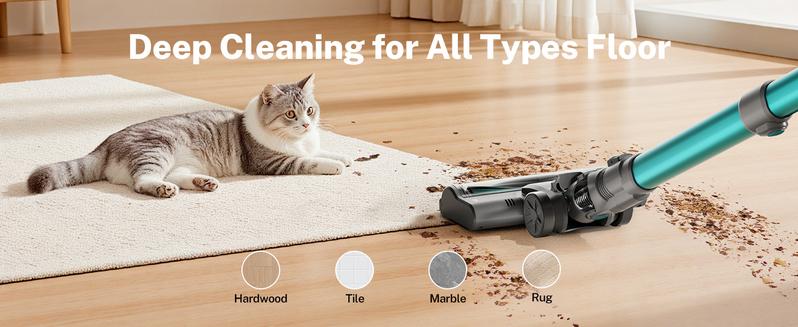 [FebFaves] Devoac Cordless Vacuum Cleaner, 8-in-1 Rechargeable Stick Vacuum, 40mins Runtime, Powerful Suction, Lightweight, Versatile for Hardwood Floors, Car, Carpets, Pet Hair - Home Cleaning Tool
