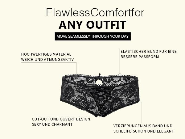 Womens Lace Boyshorts Crotchless Sexy Panties Crisscross Strappy Underwear Plus Size Cheeky Hipster Briefs Thong for Women Soft Comfy Breathable Curvy Sheer Knicker Underwear for All Seasons Elastic Womenswear Trim Fit Gift Panties  XS-4XL