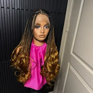 Full lace Grade A Fiber lace bouncy 22inch braided wig Comb Adjustable. Braid wig for black women