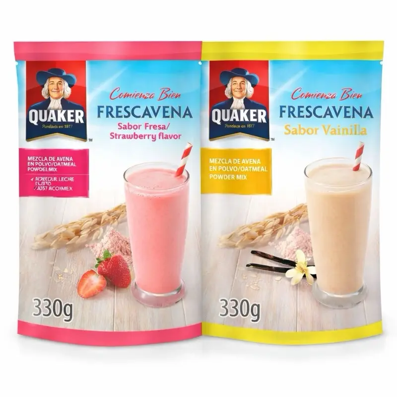 2 Bolsas Quaker Frescavena Mix sabor Fresa y Vainilla 330g 2 Bolsas Quaker Frescavena Mix sabor Fresa y Vainilla 330g