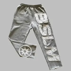 Men's Autumn Winter  Sweatshirt Personality Style Hip Hop Letter Embroidery Fashion Casual Pants Unisex Menswear Trouser Grey Sweatpant Activewear Athletic Sport Sportswear