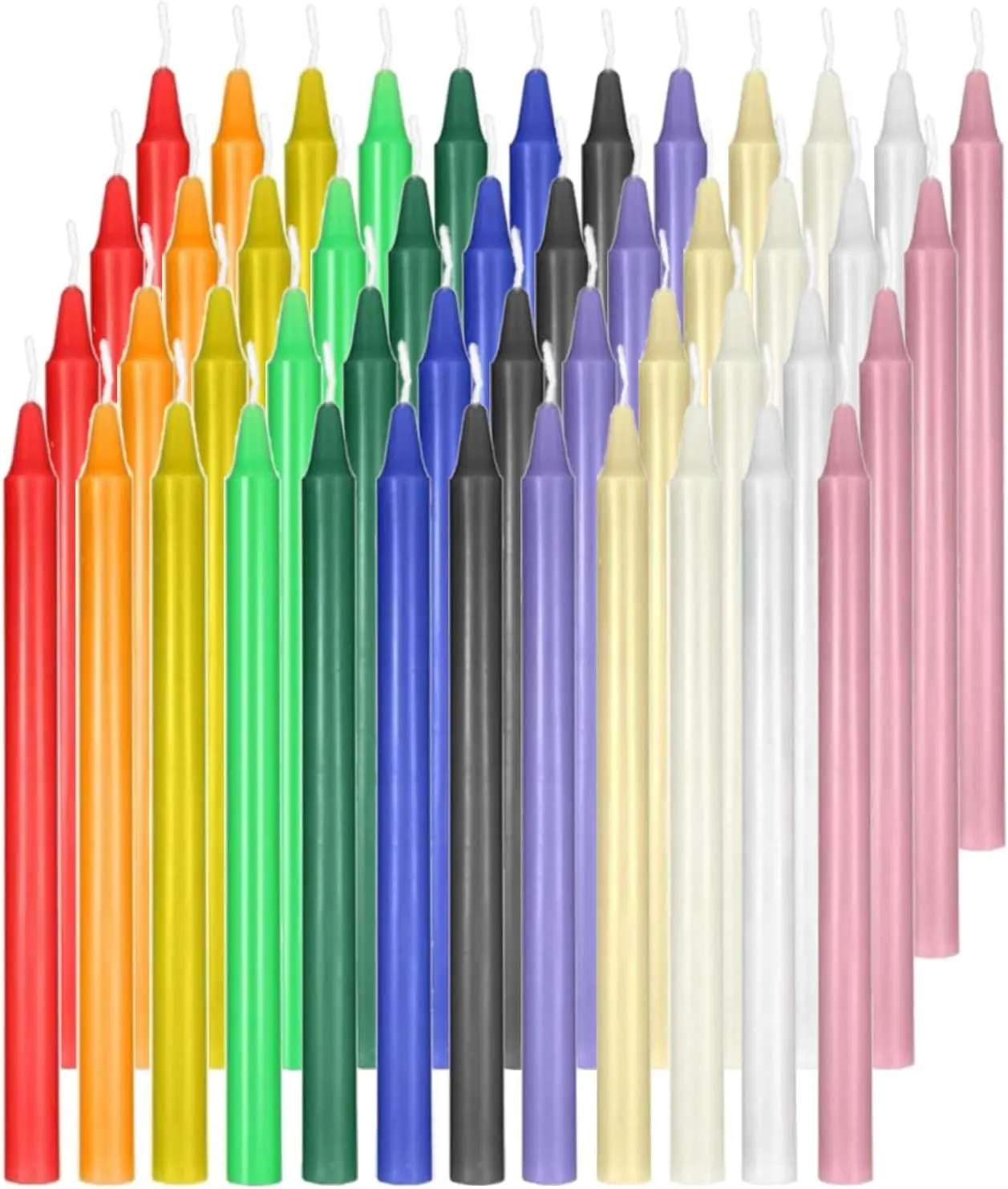 48 pcs Mini Colored Candle Chimes, Spell Candles, Unscented, 16cm-6.5Inch Tall, 0.4 Inch Diameter, Candle Holders for Rituals, Prayer, Meditation Cozy