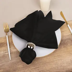 5 Pack Cotton Blend Napkins 20"x20" Black - Durable & Wrinkle Resistant Cloth Napkins