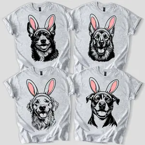 Custom Easter Bunny Dog Coquette Unisex T-Shirt, Easter Dog Bunny Ears, Dog Mom Coquette Shirt, Happy Easter Day Gift, Dog Mom Gift