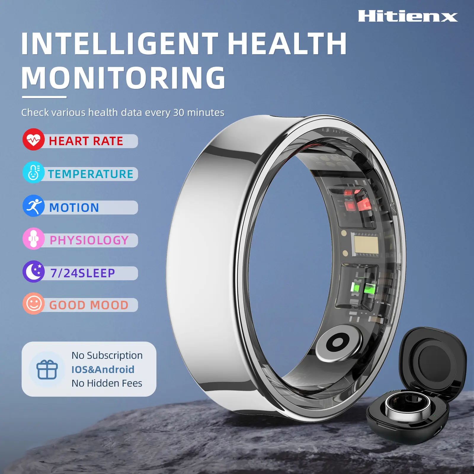 Hitienx Smart Ring 3, Fitness Tracker with 24/7 Sleep Tracking, Heart Rate, Temperature Monitoring, Stress & Cycle Insights, Family Care Mode, No Subscription for Men & Women, Android & iOS Compatible, Wearable, Waterproof #SummerFinds, Wearable Devices,,