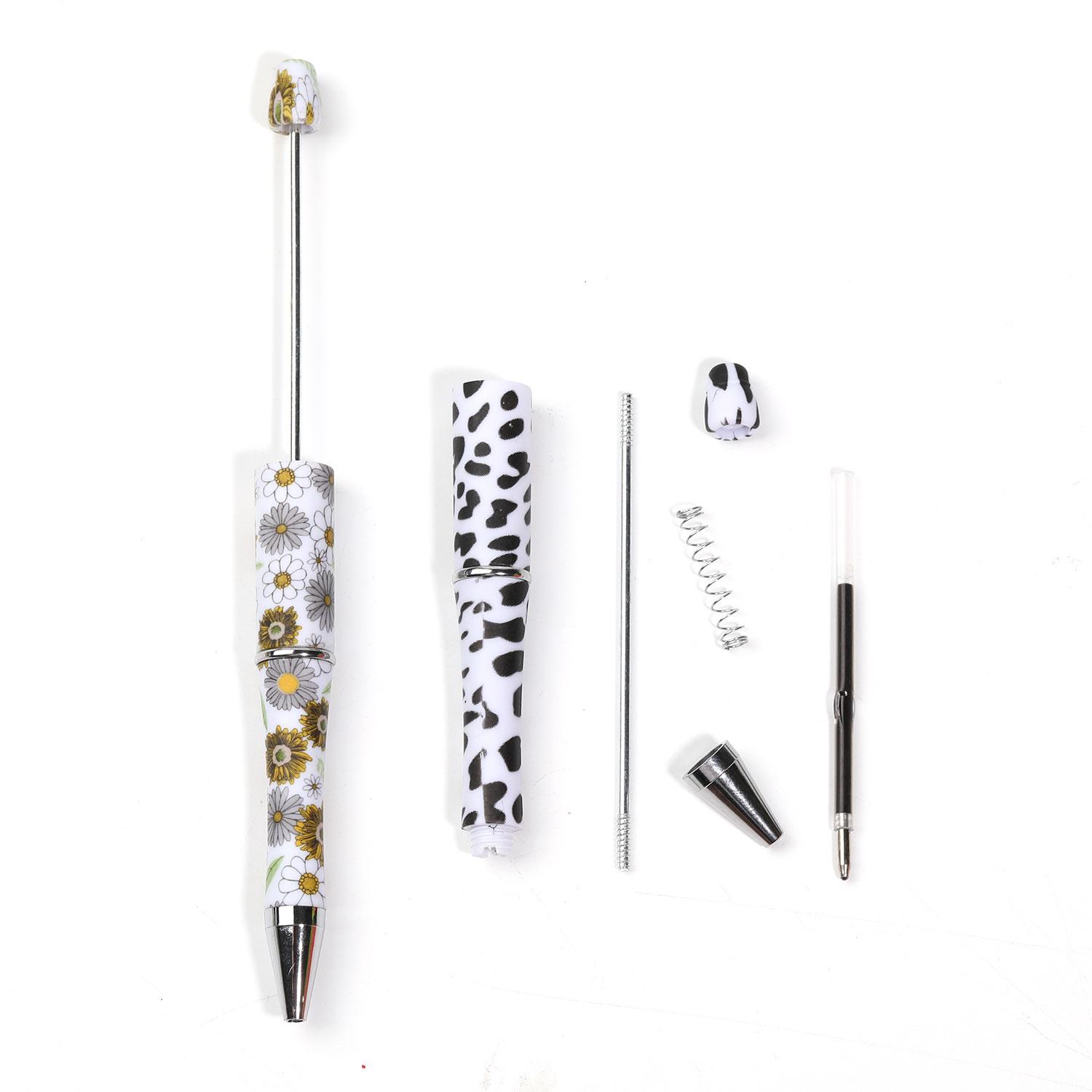 【P1] Qty 10 Standard Beadable Pens - Black Ink, Durable Plastic, Easy DIY, Fun Creative Gift for Home Office School Business