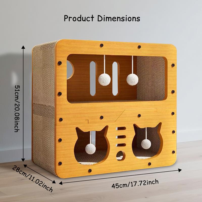 Stand-Up Cat Scratcher House: All-in-One Corrugated Cardboard Lounge with Durable, Low-Shed Design - A 4-Season Scratching Post & Play Toy for Kittens & Cats