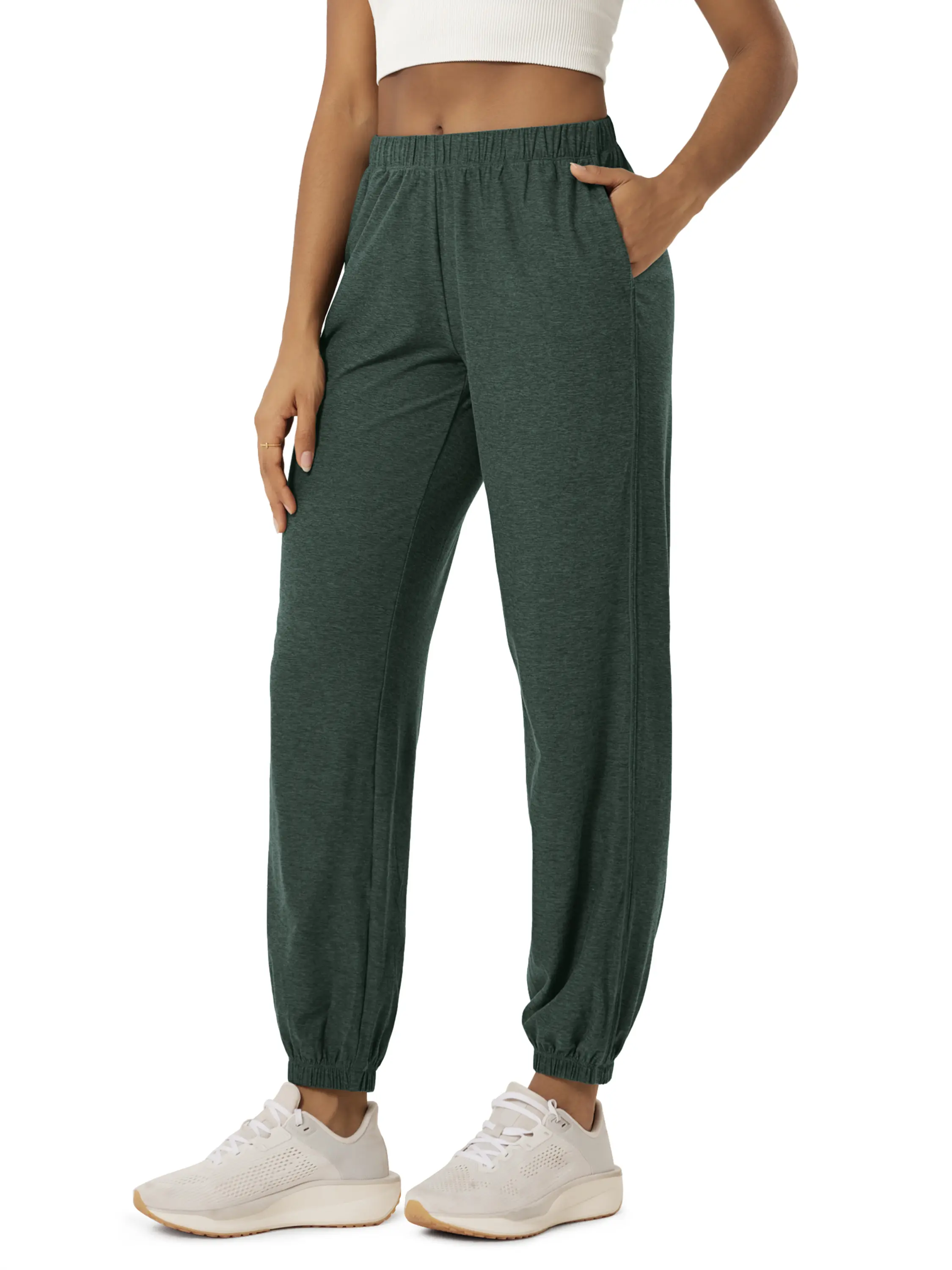 ODODOS Women's Performance Sweatpants - Ultra Soft odSTRATUM Tech Joggers Adjustable Mid Rise Pants with Pockets - 30"