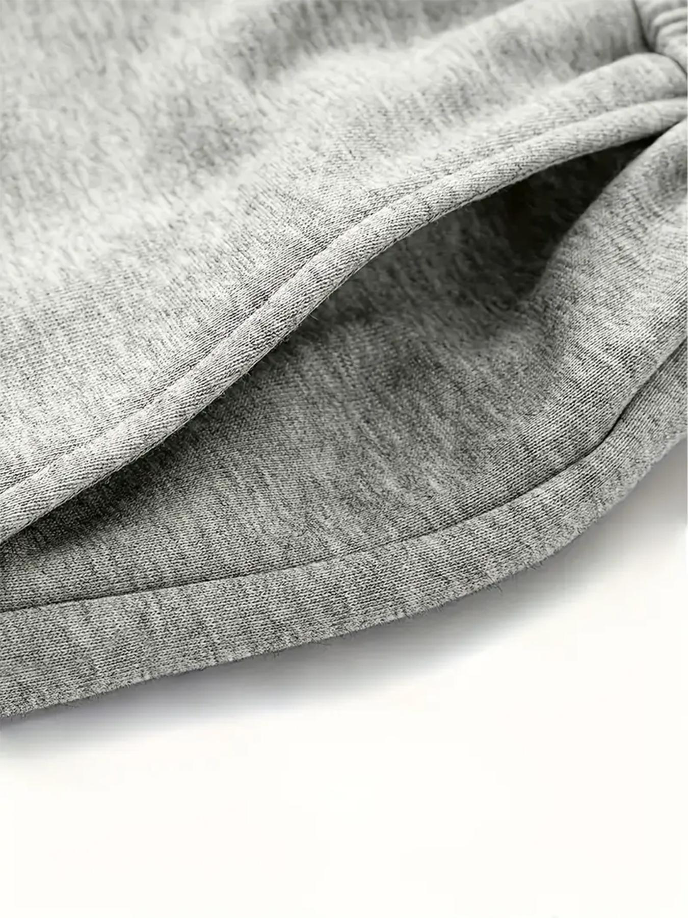 Men's Solid Gray Basic Drawstring Waist Sweatpants Micro-Elastic Comfortable Straight Casual Trousers Regular Version Spring Autumn Outdoor Sportswear Double Pockets All Seasons