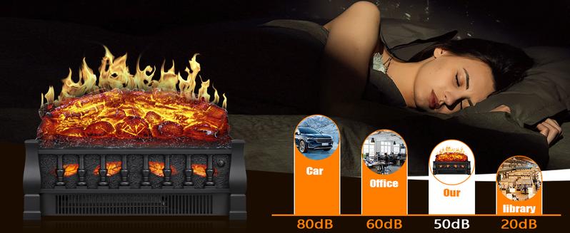 Electric Fireplace 3D-Log Heater 21 Inch Remote Control Realistic Flame Effect Ember Bed, Leaves Pattern, Overheated Protection,Adjustable Brightness&Speed, Indoor Use（750W/1500W） rechargeable handwarmer