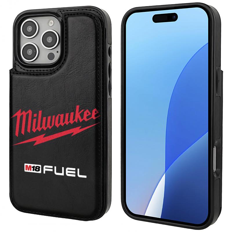 Milwaukee Pattern Phone Cases Compatible For With iphone 17 16 15 14 13 12 PRO PLUS MAX AIR PU Black Brown Pink Durable Flip High quality Leather Credit Card Bag Holder Mother Gift Wallet Shockproof Anti-Drop Full Protection Shell Cover