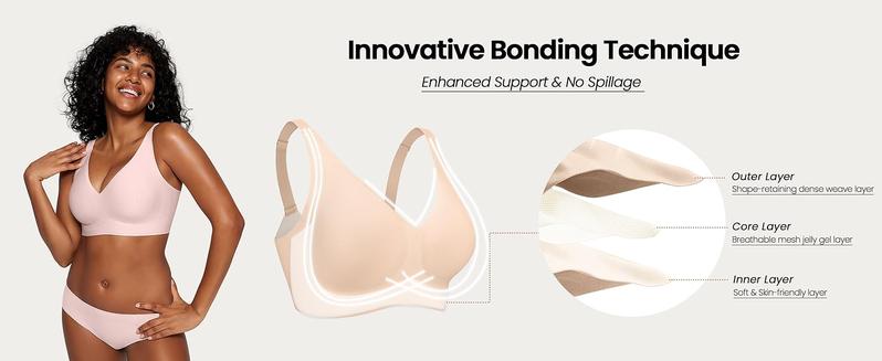 OEAK Women's Jelly Seamless Bras Deep V Wireless Plus Size Full Coverage Comfort Bras No Underwire Bra Soft Breathable Sleep Bralettes OEAK Women's Jelly Seamless Bras Deep V Wireless Plus Size Full Coverage Comfort Bras No Underwire Bra Soft Breathable Sleep Bralettes