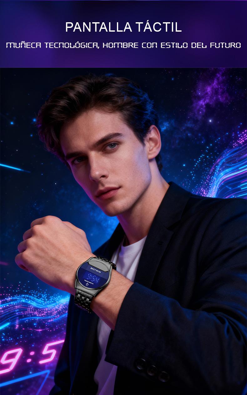【Jumpstart sale】Touchscreen Racing Sport watch Luxury Mens Racing Sport ​Iridescent diamond-shaped mirror surfacet WatchMultifunction Chronograph  Stainless Stee! Casual Business Stvle Perfect Giftfor Him fashionable wristwatch time display