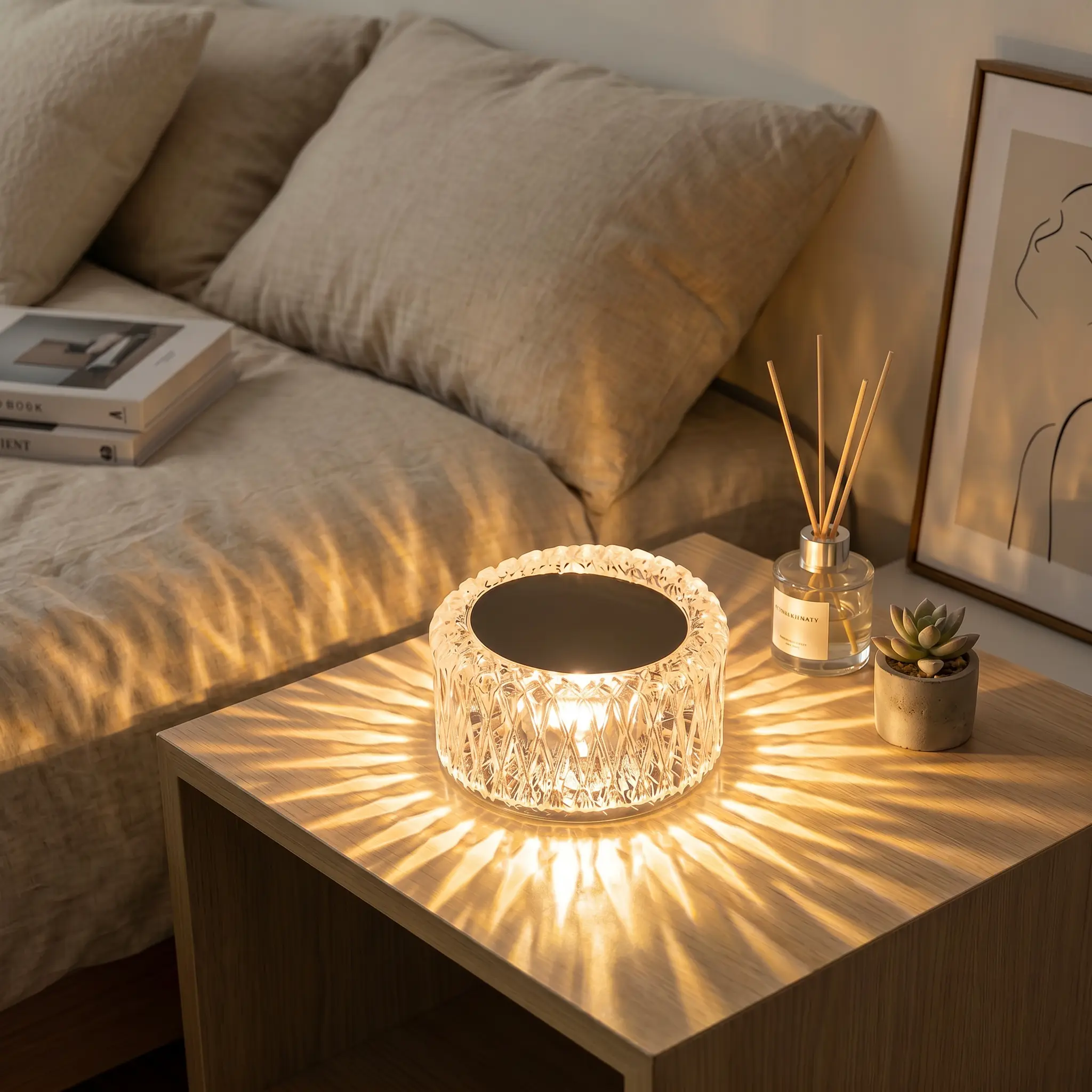 All-Scenario Aesthetic Crystal LED Table Lamp, 3-Level Brightness Touch Control, Rechargeable, Fits Kids Room Bedroom Dorm Party Dining Room Office, Perfect Gift for Anyone