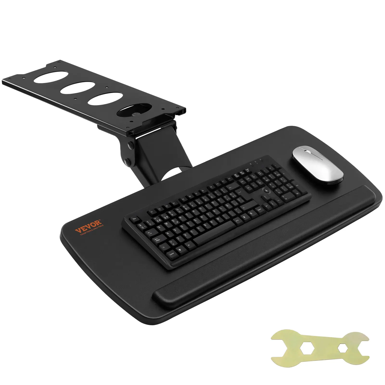 【summerfinds】VEVOR Keyboard Tray under Desk Adjustable Height, Height and Angle Adjustable under Desk Keyboard Tray Slide out, Large 25x9.8 inch Keyboard Holder under Desk for Typing in Home, Office Work